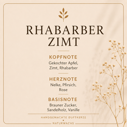 Duftbeschreibung Lumara Duftkerze Rhabarber & Zimt