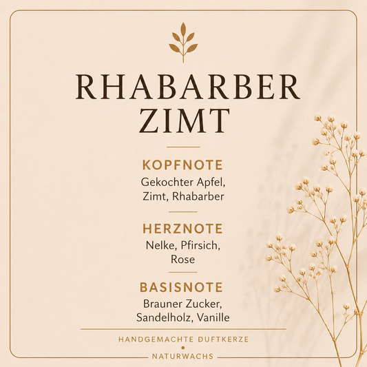 Duftbeschreibung Lumara Duftkerze Rhabarber & Zimt