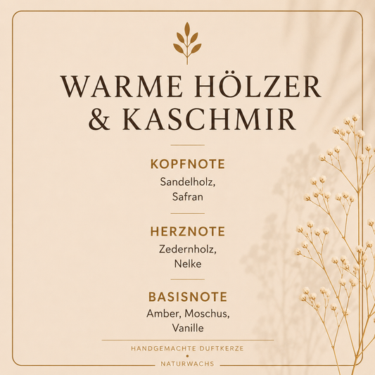 Duftbeschreibung Lumara Duftkerze Warme Hölzer & Kaschmir