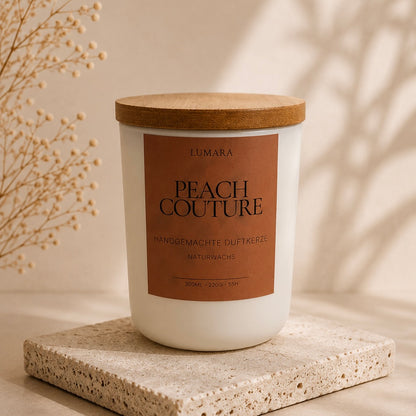 Lumara Duftkerze Peach Couture mit Holzdeckel