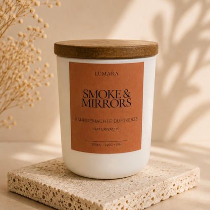 Lumara Duftkerze Smoke & Mirrors mit Holzdeckel