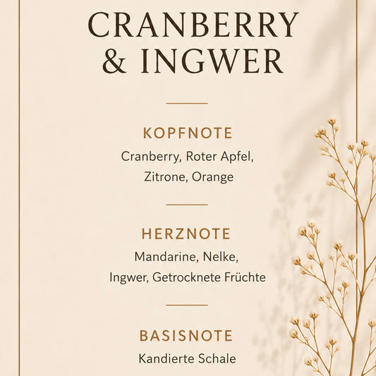 Duftbeschreibung Lumara Duftkerze Cranberry & Ingwer