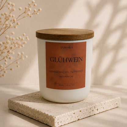 Lumara Duftkerze Glühwein mit Holzdeckel