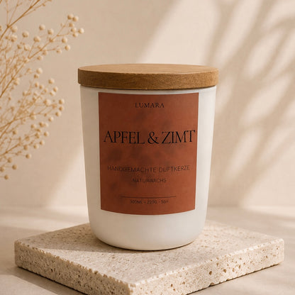 Lumara Duftkerze Apfel & Zimt mit Holzdeckel