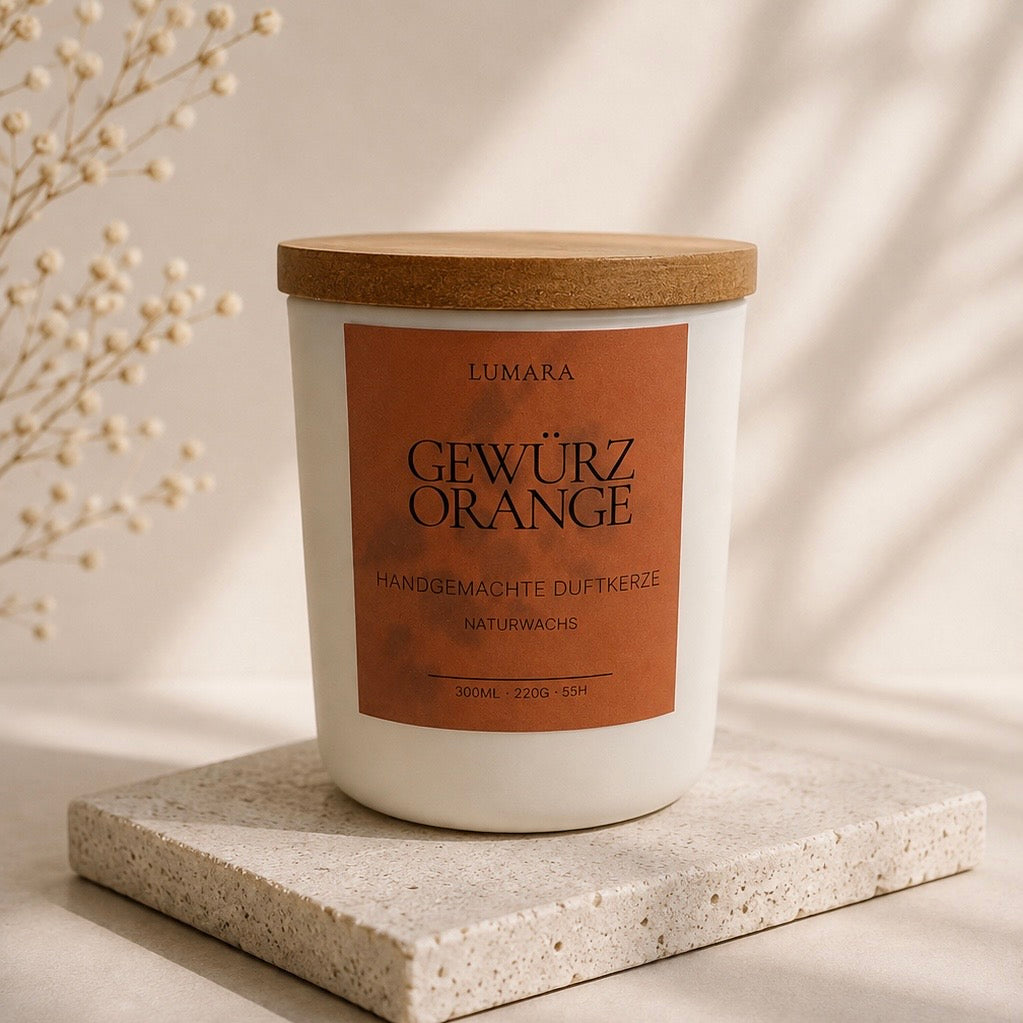 Lumara Duftkerze Gewürzorange mit Holzdeckel